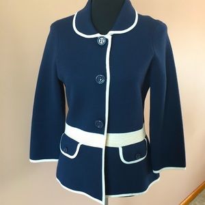Kate Spade navy and cream knit jacket